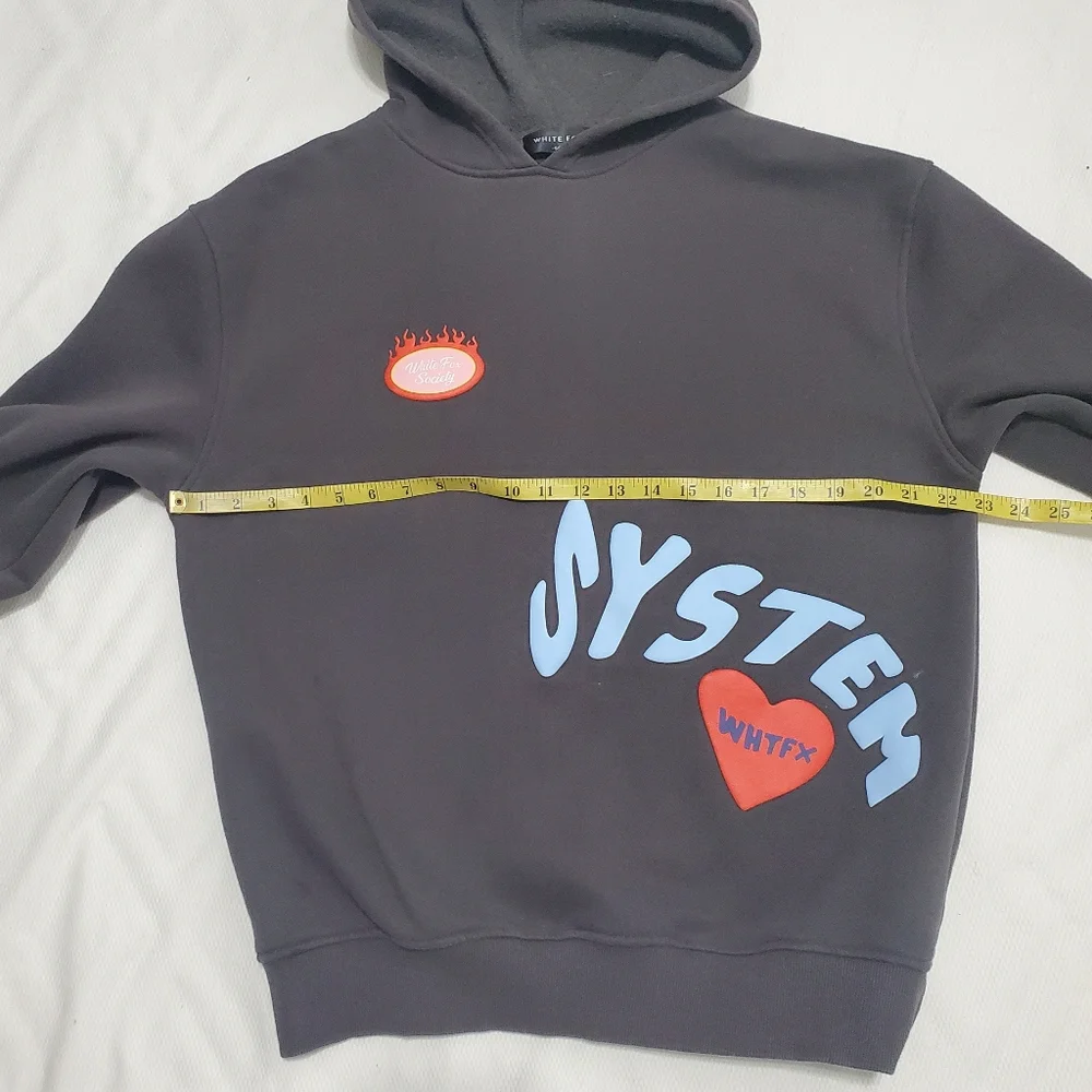 White Fox Boutique Graphic Oversized Hoodie Charcoal Women Medium - Picture 10 of 11